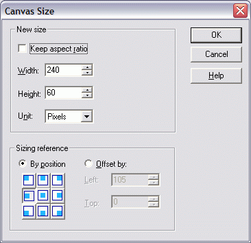Canvas Size dialog box