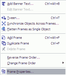 Frame Panel commands menu